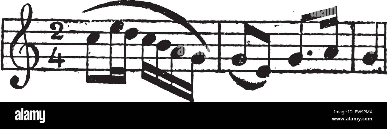Musical glissando, vintage illustrazioni incise. Dizionario di parole e le cose - Larive e Fleury - 1895 Illustrazione Vettoriale