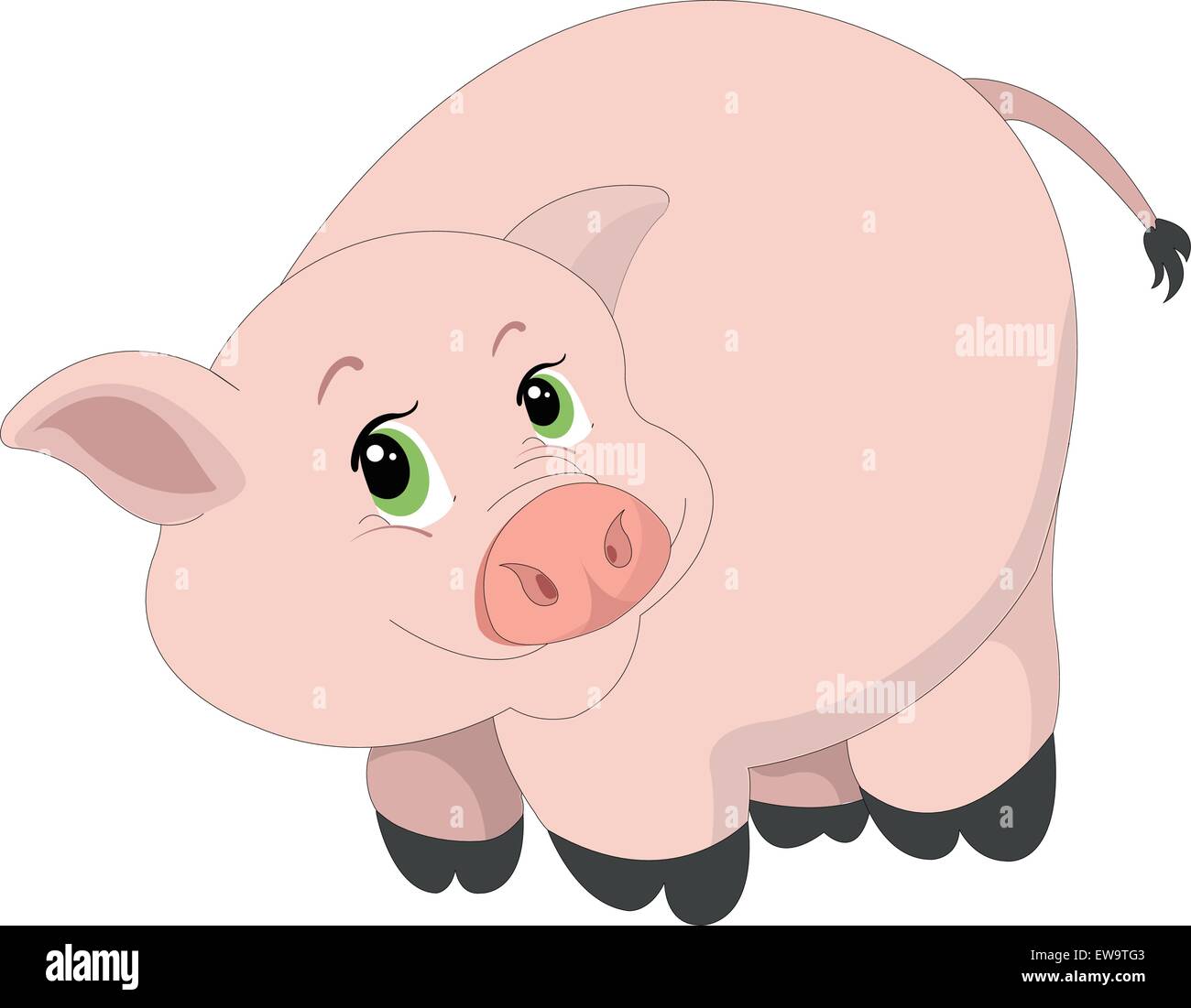 Carino il maiale rosa, illustrazione vettoriale Illustrazione Vettoriale