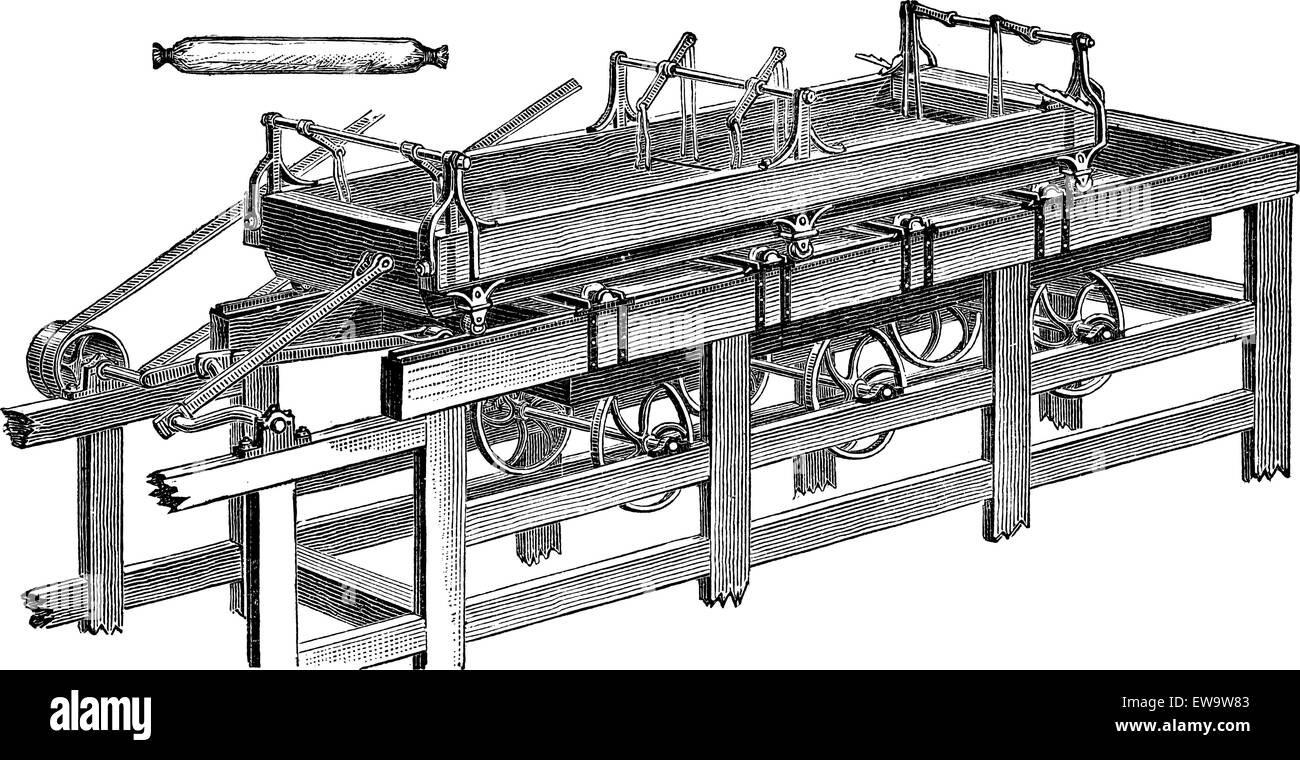 Tabella di lucidatura, vintage illustrazioni incise. Enciclopedia industriale - E.O. Lami - 1875 Illustrazione Vettoriale