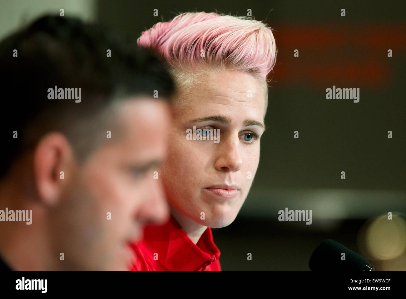 Vancouver, Canada. Xx Giugno, 2015. Sophie SCHMIDT del Canada in una conferenza stampa prima di un giro di 16 match tra il Canada e la Svizzera alla FIFA Coppa del Mondo Donne Canada 2015 in BC Place Stadium il 21 giugno 2015 a Vancouver in Canada. Sydney bassa/Cal Sport Media. Credito: csm/Alamy Live News Foto Stock