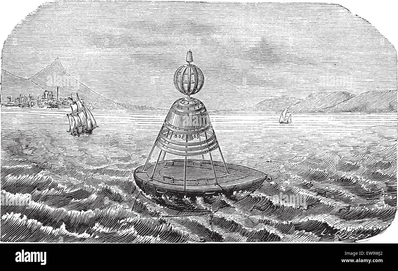 Vecchie illustrazioni incise di campana boa. Enciclopedia industriale E.-O. Lami - 1875. Illustrazione Vettoriale