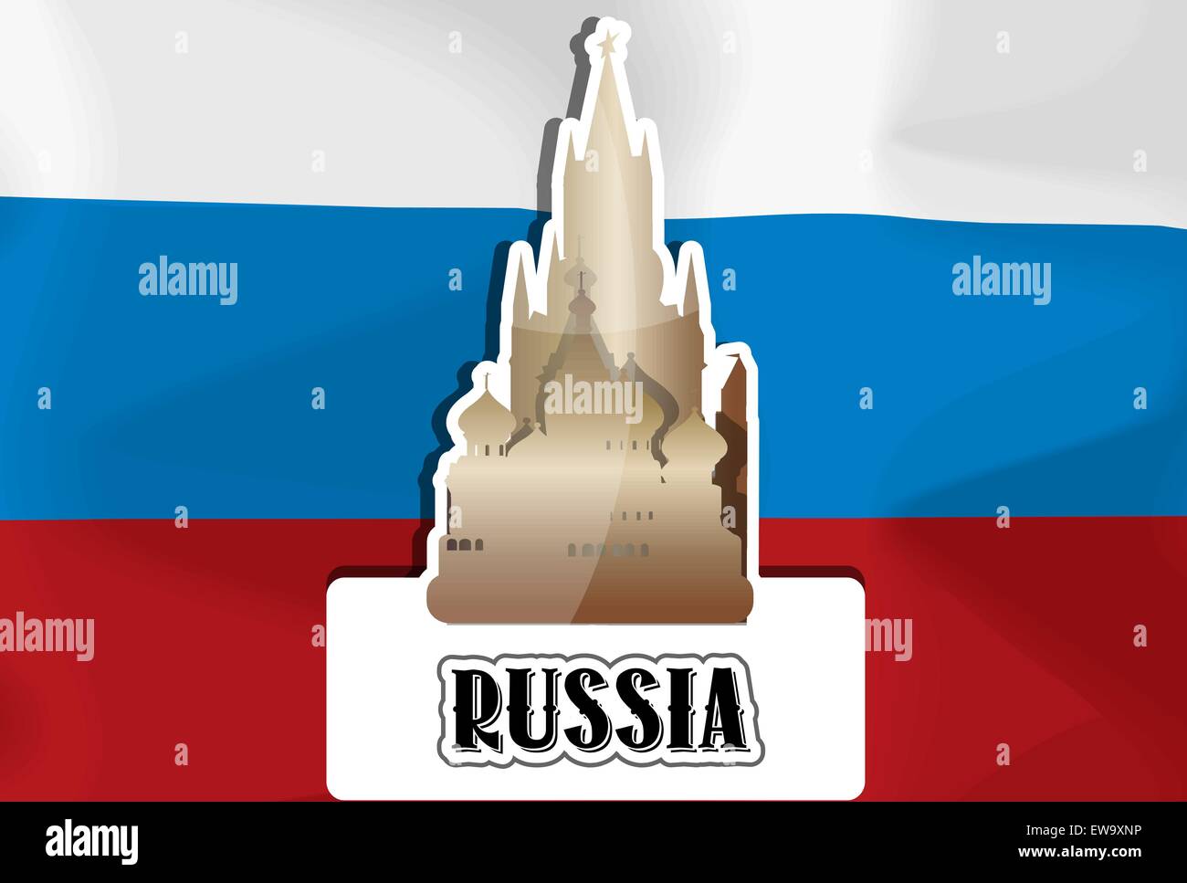 Russia, bandiera russa, San Basilio, Spasskaya Tower, illustrazione vettoriale Illustrazione Vettoriale