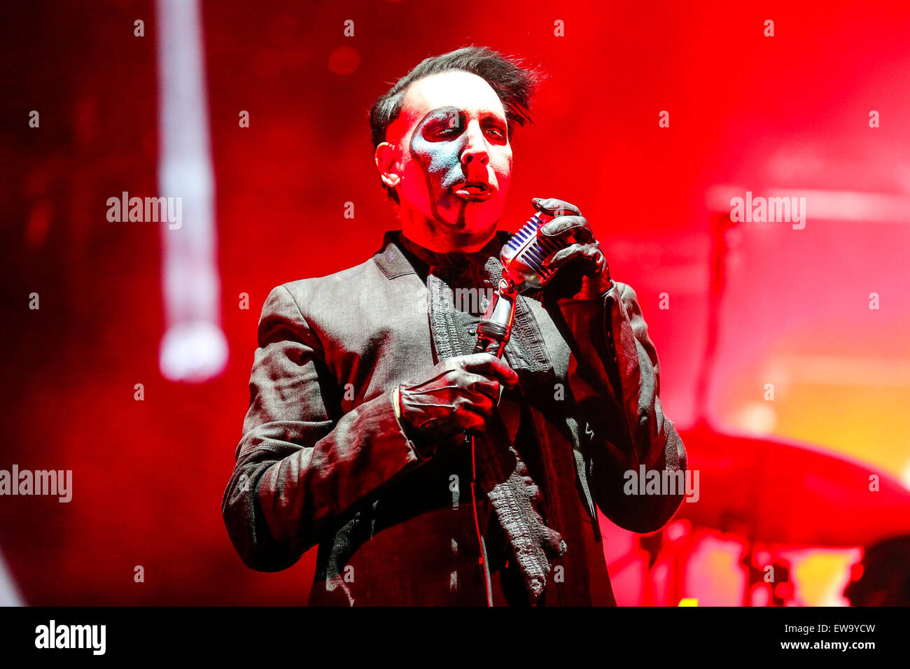 Marilyn Manson esegue come parte del 2015 Carolina Rebellion festival a Charlotte Motor Speedway di Charlotte, NC. Foto Stock