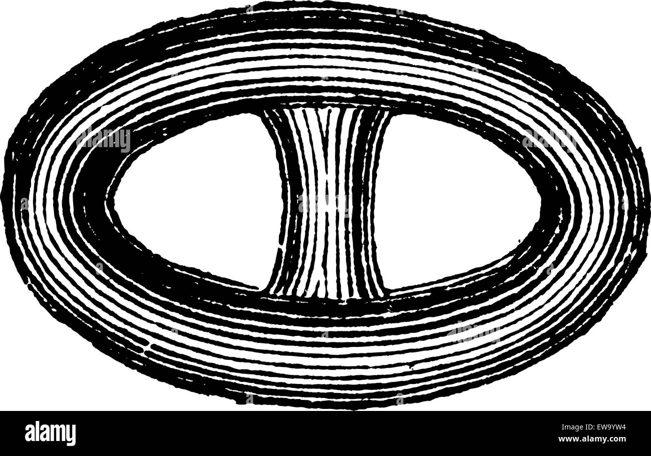 Link nella Brunton catena incisione vintage. Vecchie illustrazioni incise di Brunton maglia di catena. Illustrazione Vettoriale