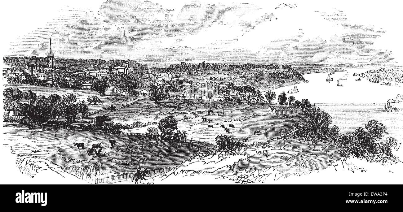 Natchez in Mississippi, STATI UNITI D'AMERICA, vintage illustrazioni incise. Trousset enciclopedia (1886 - 1891). Illustrazione Vettoriale