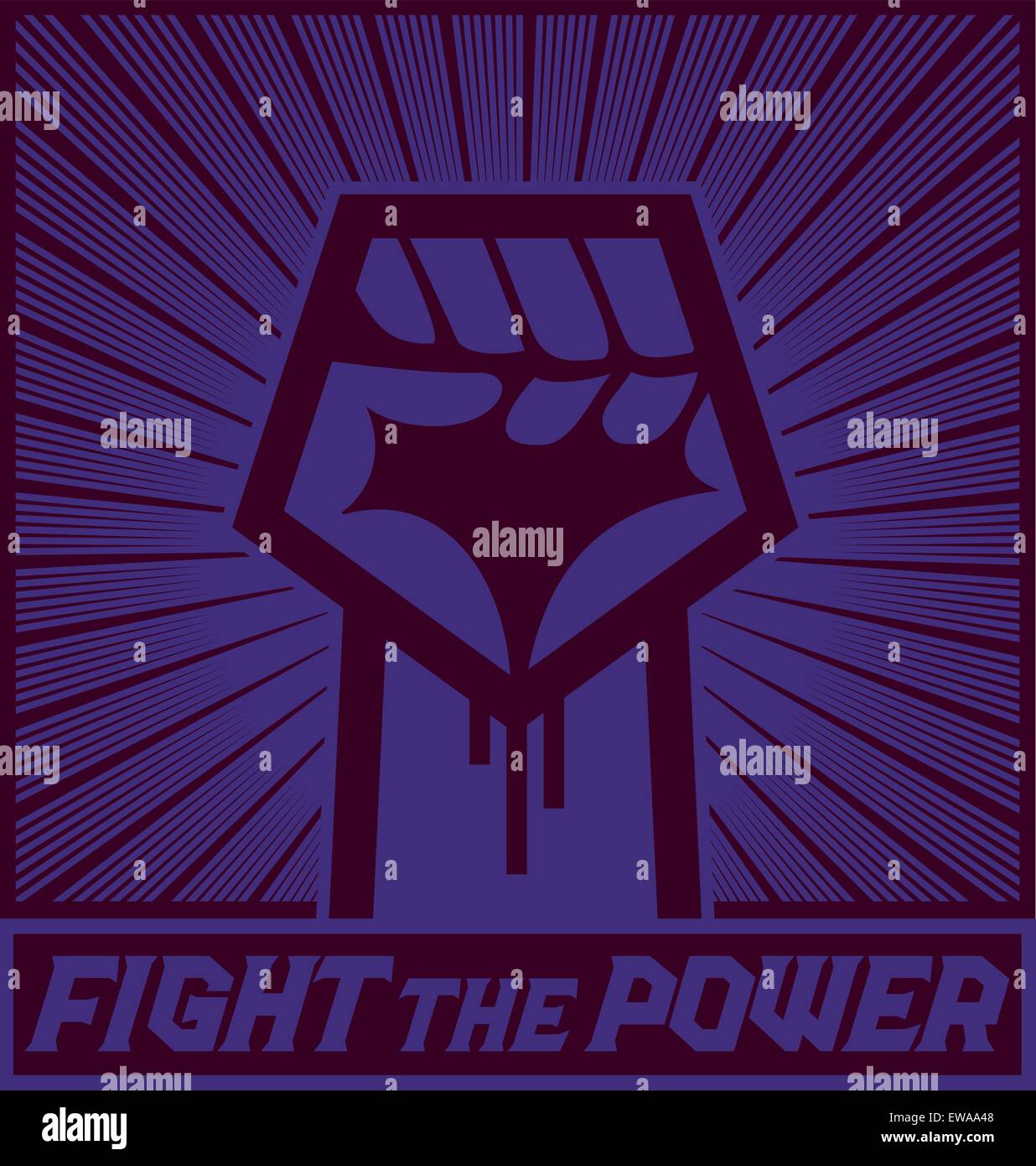 La lotta contro il potere! Mano alzata con pugno chiuso, protesta politica dimostrazione disegno vettoriale, stand up per i vostri diritti Illustrazione Vettoriale