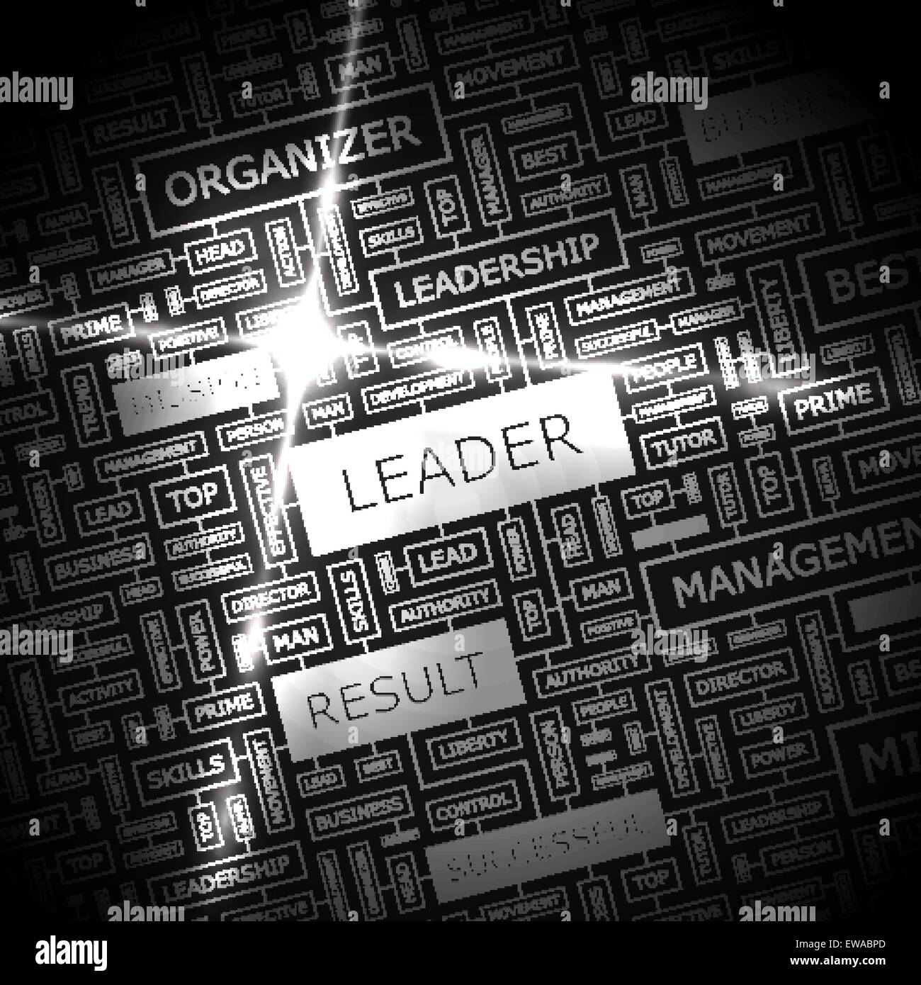 LEADER. Word cloud illustrazione. Tag cloud concetto collage. Illustrazione Vettoriale