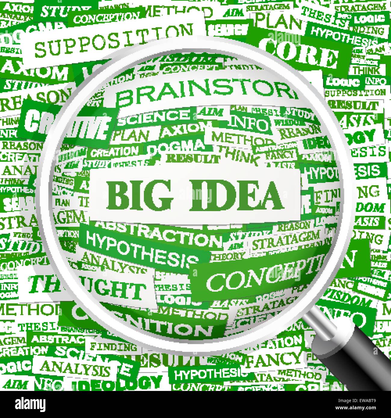 Grande idea. Word cloud illustrazione. Tag cloud concetto collage. Utilizzabile per differenti business design. Illustrazione Vettoriale