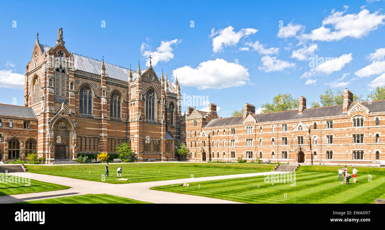 OXFORD CITY Keble College e croquet giocato sui prati Foto Stock