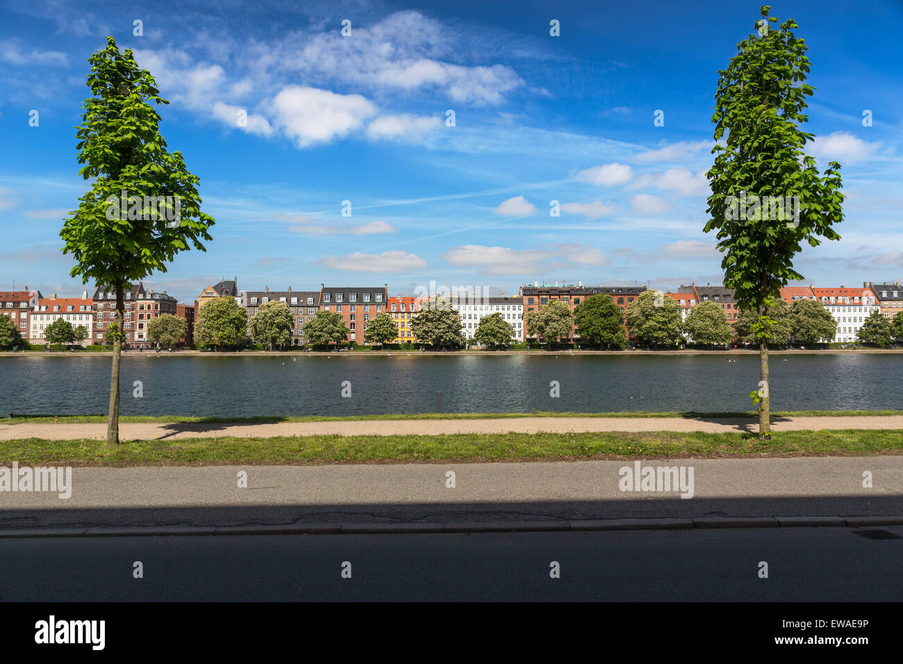 Canal a Copenaghen in una giornata di sole, Danimarca Foto Stock