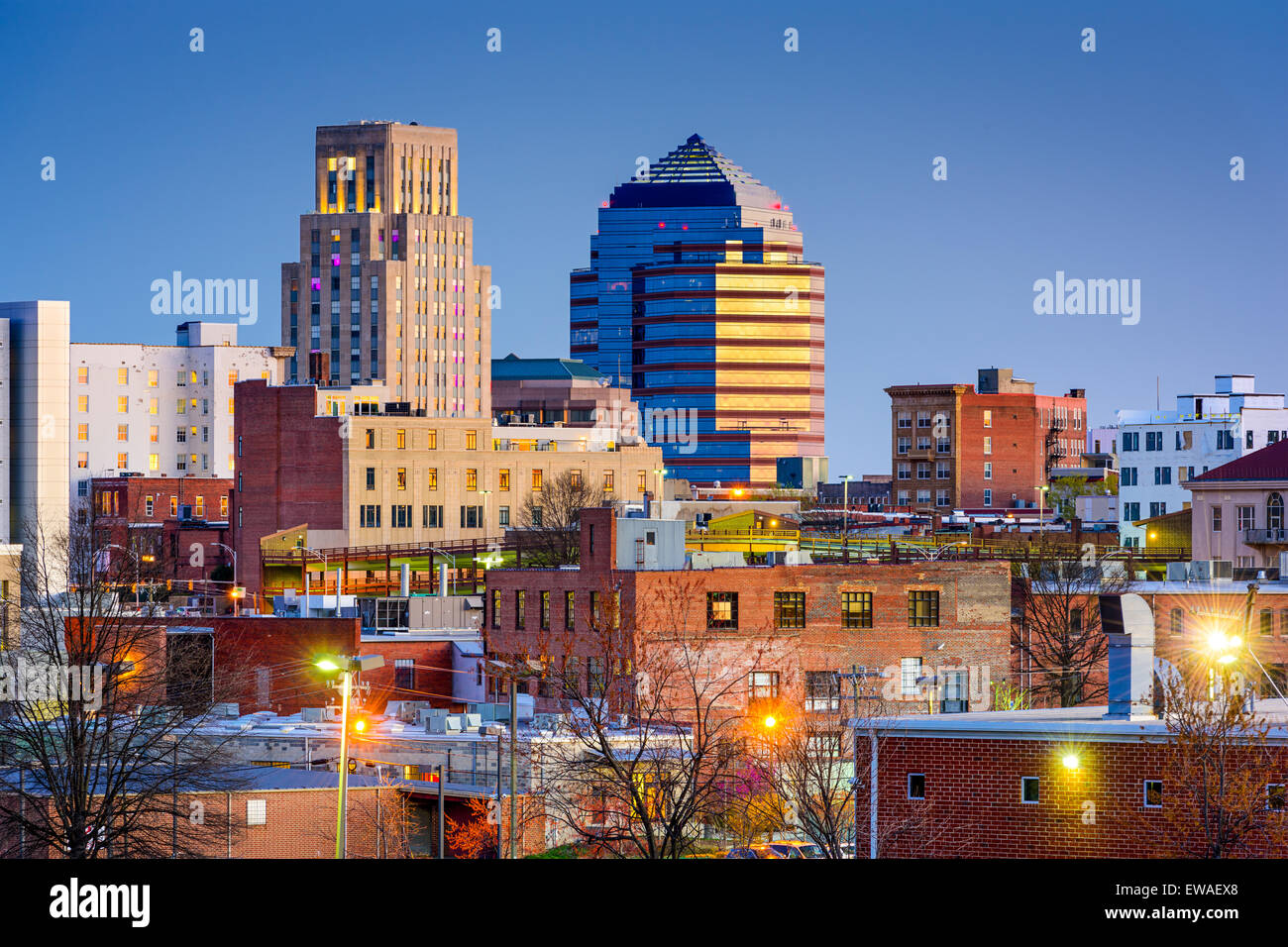 Durham, North Carolina, Stati Uniti d'America skyline del centro. Foto Stock