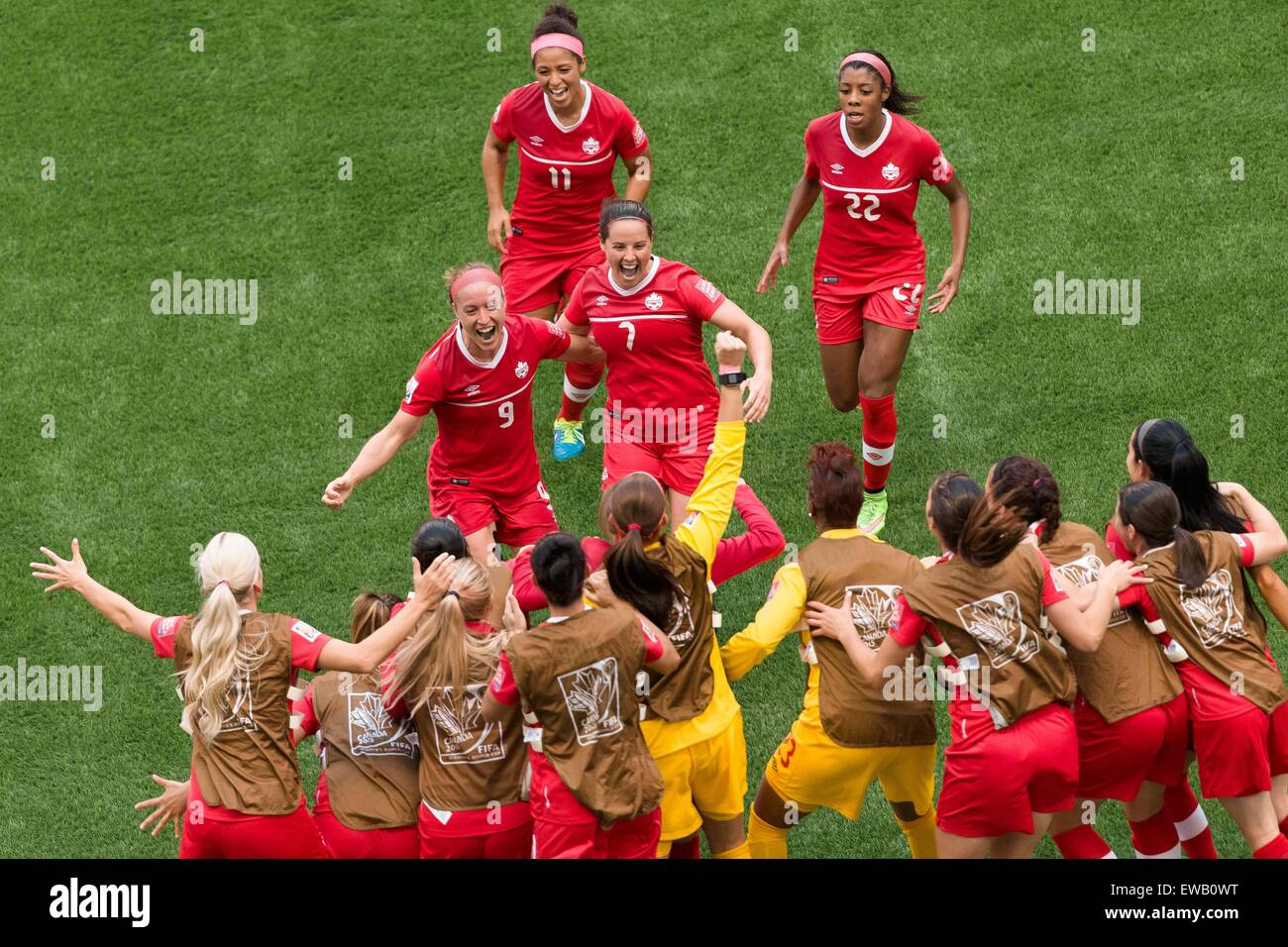 Giugno 21, 2015: Josee BELANGER del Canada celebra il suo obiettivo durante un turno di 16 match tra il Canada e la Svizzera alla FIFA Coppa del Mondo Donne Canada 2015 in BC Place Stadium il 21 giugno 2015 a Vancouver in Canada. Il Canada ha vinto 1-0. Sydney bassa/Cal Sport Media. Foto Stock