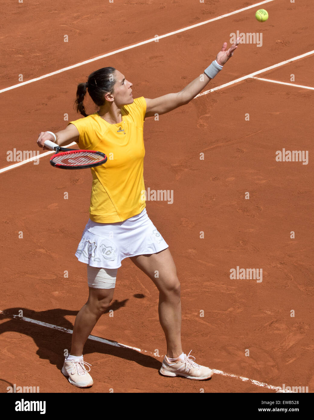 Andrea Petkovic (GER) in azione all'aperto francese 2015 Foto Stock