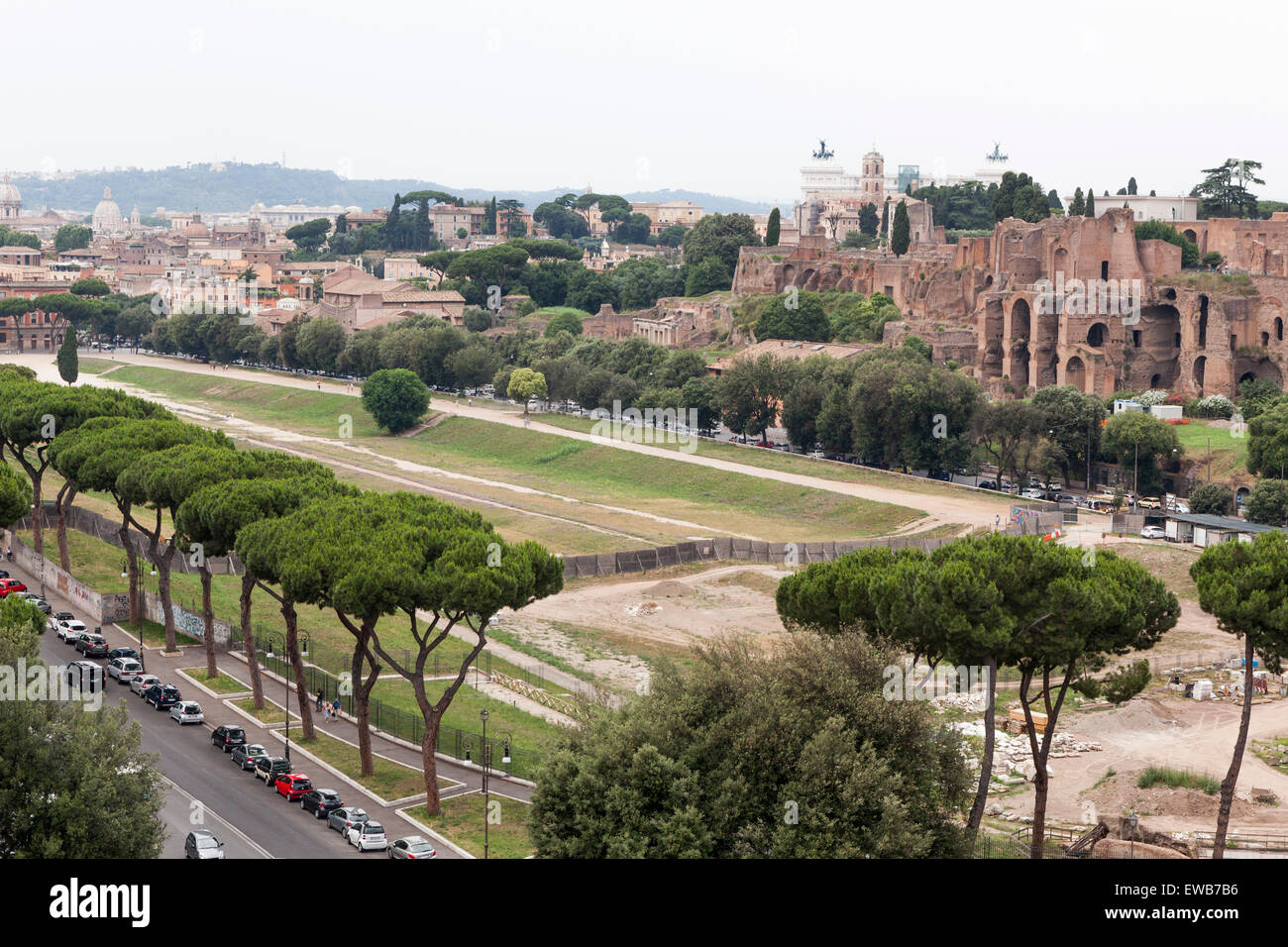 Vista dall'alto del Circo Massimo di Roma Foto Stock