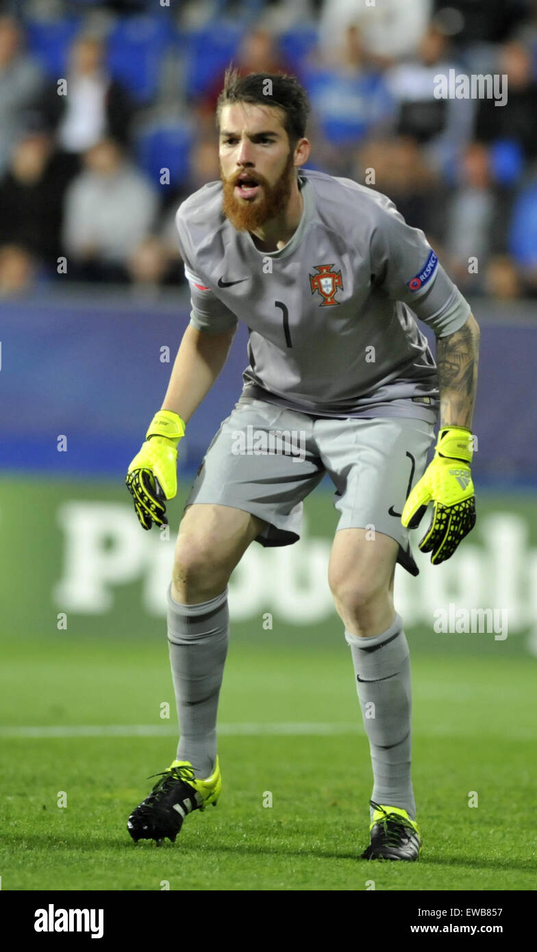 Uherske Hradiste, Repubblica Ceca. Il 21 giugno, 2015. Portiere portoghese Jose Sa in azione durante l'Euro U21 campionato di calcio gruppo B partita Italia vs Portogallo in Uherske Hradiste, Repubblica ceca, 21 giugno 2015. © Dalibor Gluck/CTK foto/Alamy Live News Foto Stock