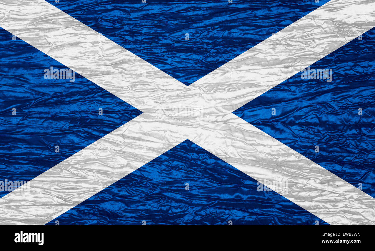 Bandiera della Scozia o banner scozzese su tela texture Foto Stock