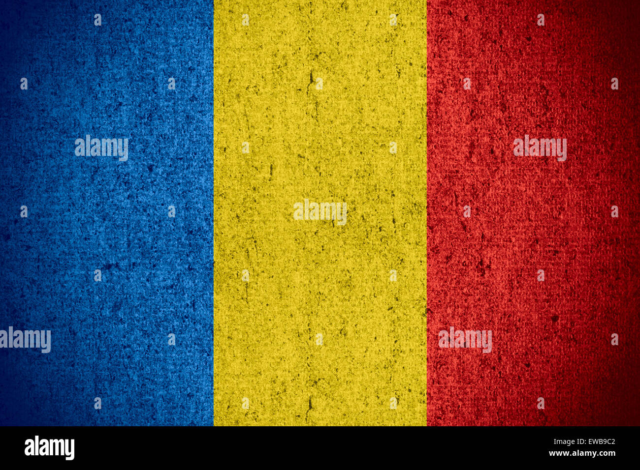 Bandiera della Romania o rumeno banner sul modello ruvida consistenza Foto Stock