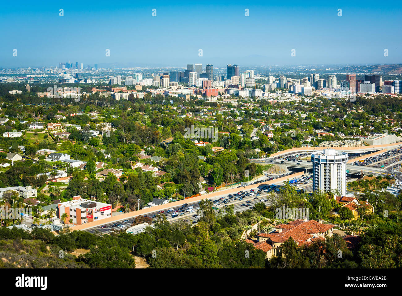 Vista di Los Angeles da Brentwood, California. Foto Stock