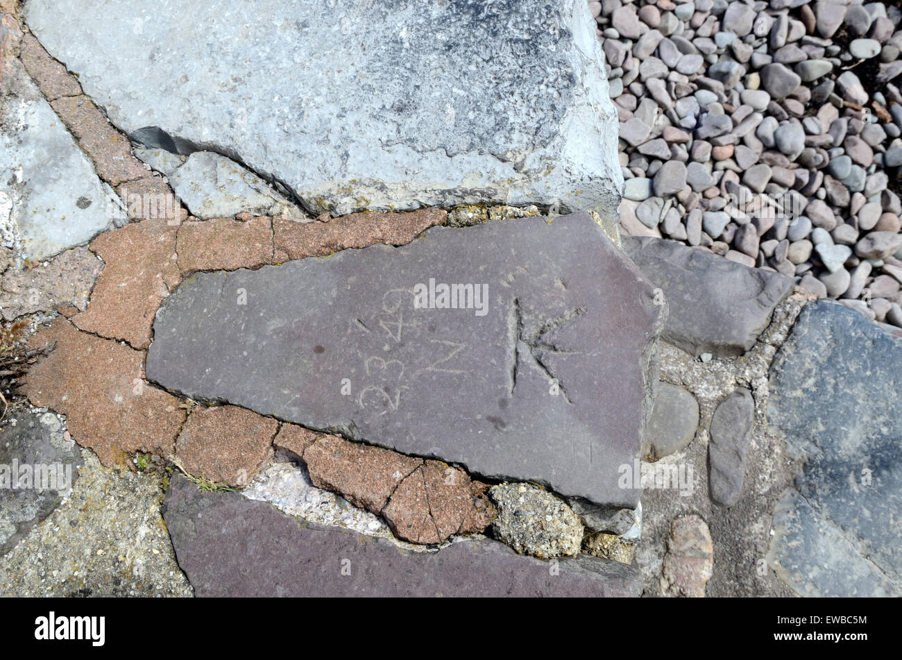 Ordnance Survey benchmark Porlock Weir Somerset England Regno Unito GB Foto Stock