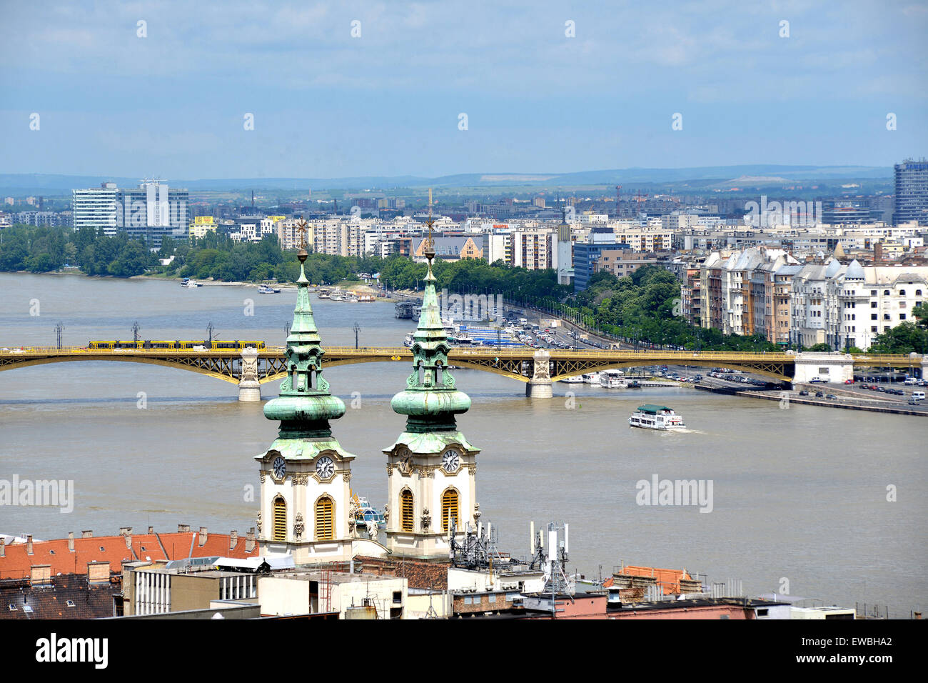 Vista aerea sul Danubio Budapest Ungheria Foto Stock