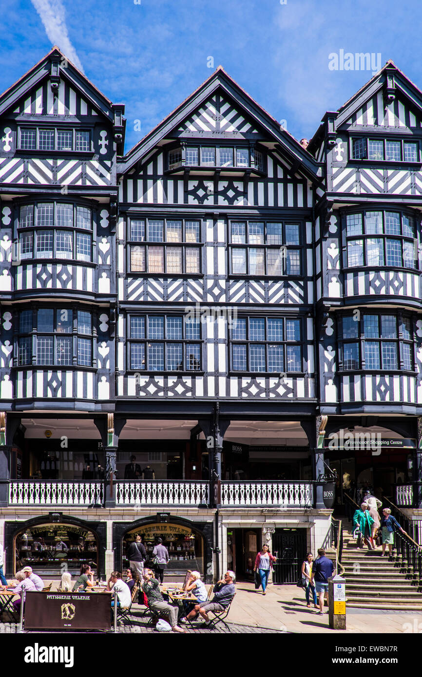 La struttura di legno di edifici di Chester, Cheshire, Inghilterra, Regno Unito Foto Stock