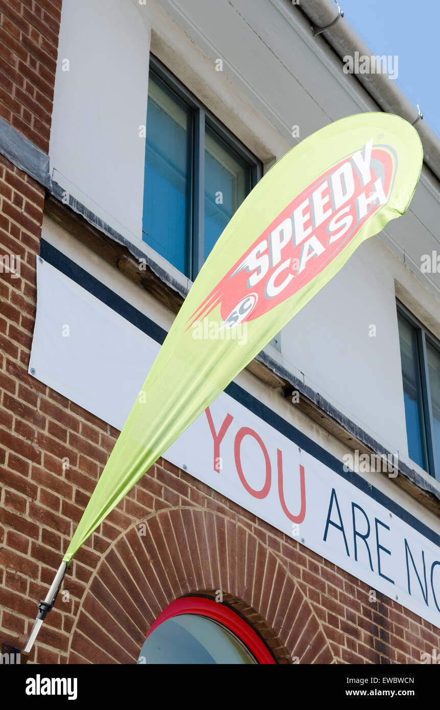 Banner per la Speedy pawnbrokers Cash in Wolverhampton Foto Stock