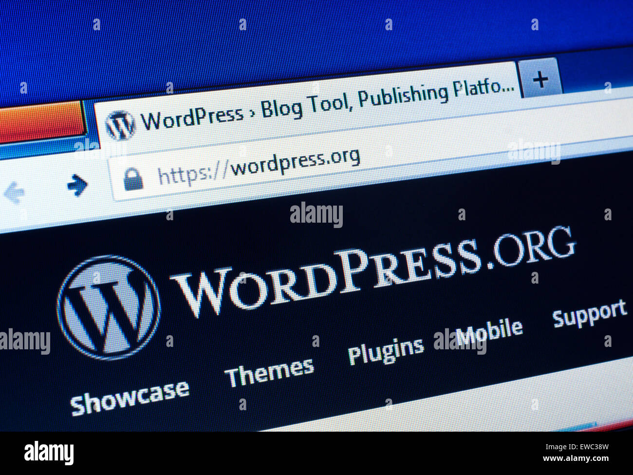 GDANSK, Polonia - 25 aprile 2015. Wordpress homepage sullo schermo del computer. WordPress è un libero e open-source di blogging tool un Foto Stock