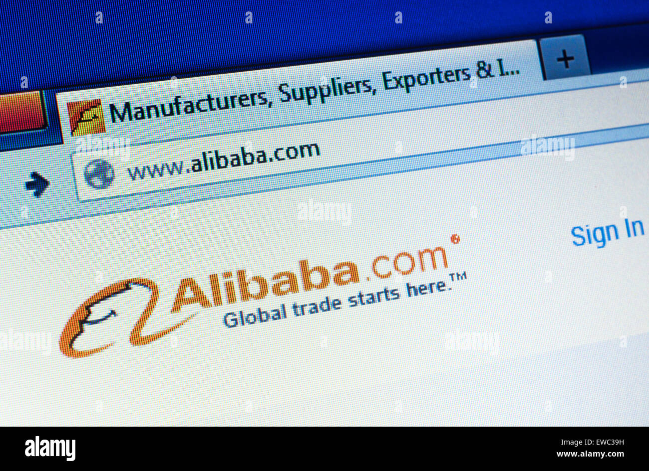 GDANSK, Polonia - 25 aprile 2015. Alibaba homepage sullo schermo del computer. Alibaba cinese è un azienda di e-commerce Foto Stock