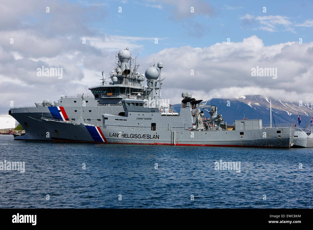 Icelandic Coast Guard navi thor e tyr ancorata in Reykjavik Islanda Foto Stock