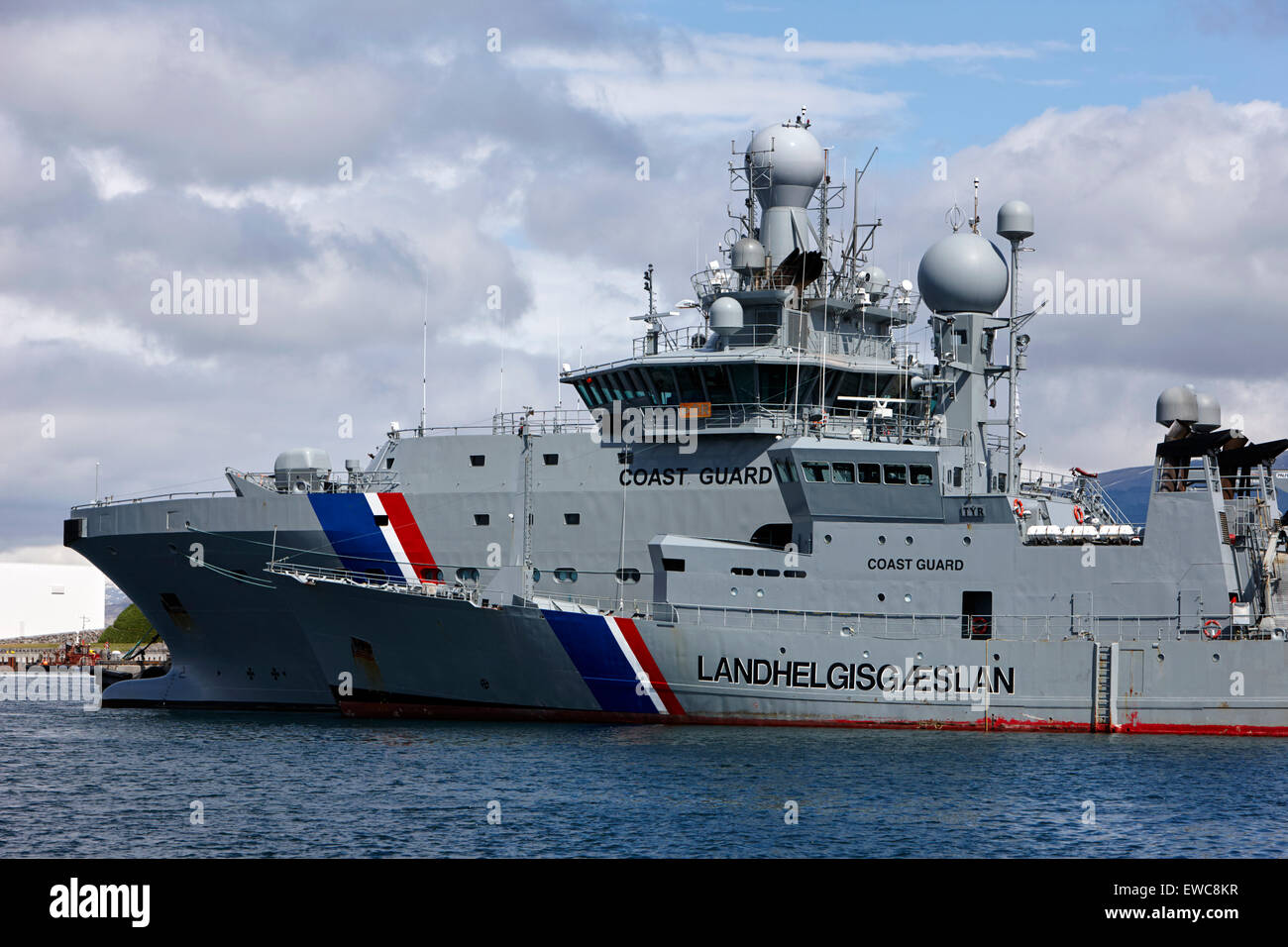 Icelandic Coast Guard navi thor e tyr ancorata in Reykjavik Islanda Foto Stock