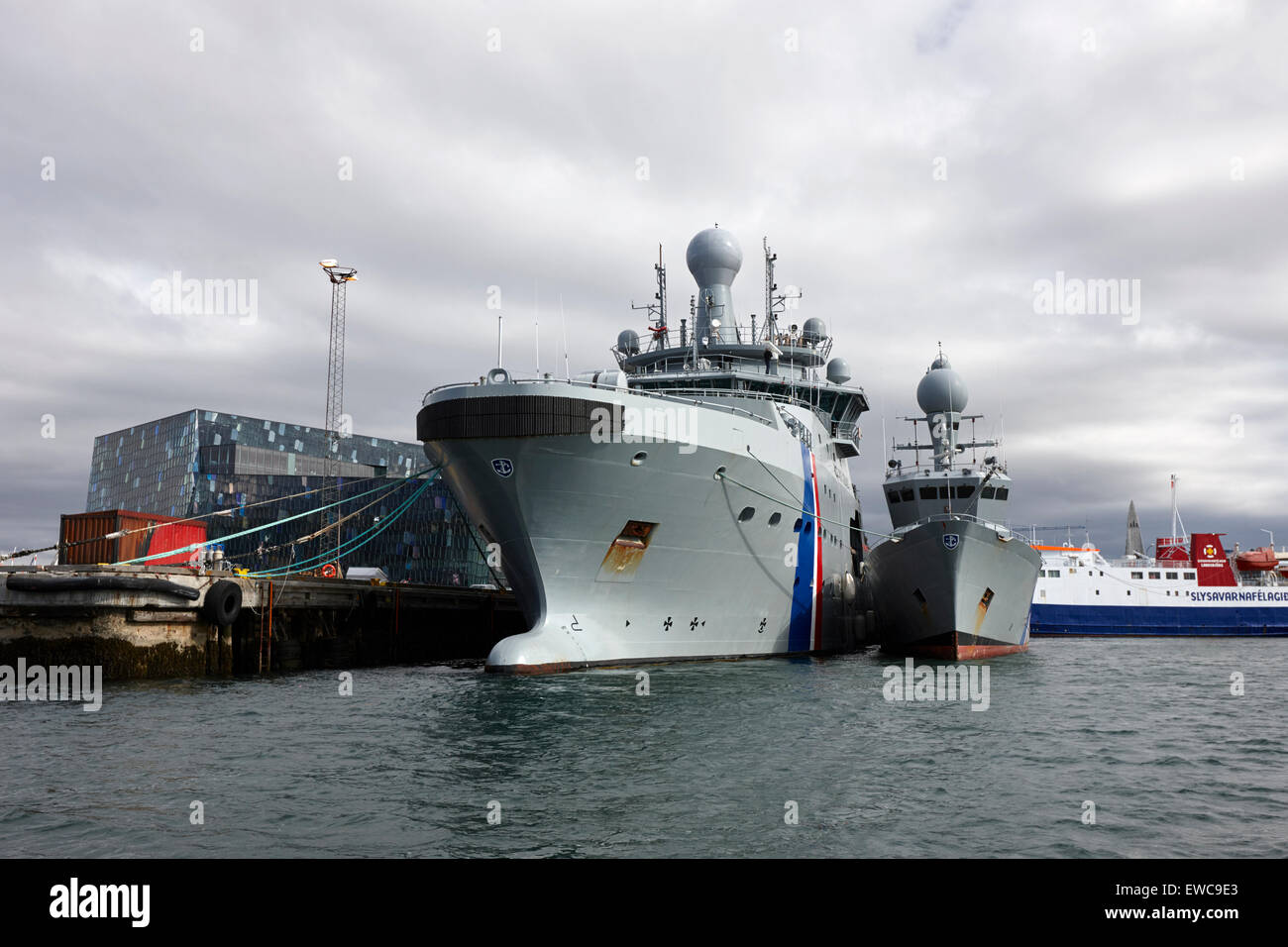 Icelandic Coast Guard navi thor e tyr ancorata in Reykjavik Islanda Foto Stock