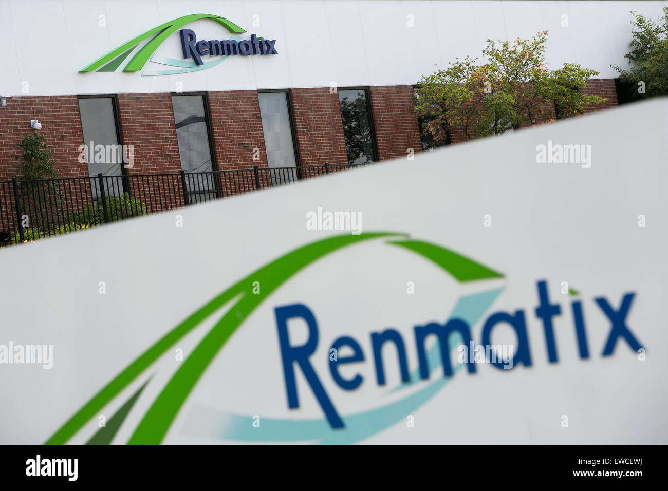 Un logo segno al di fuori della sede di Renmatix in King of Prussia, in Pennsylvania. Foto Stock