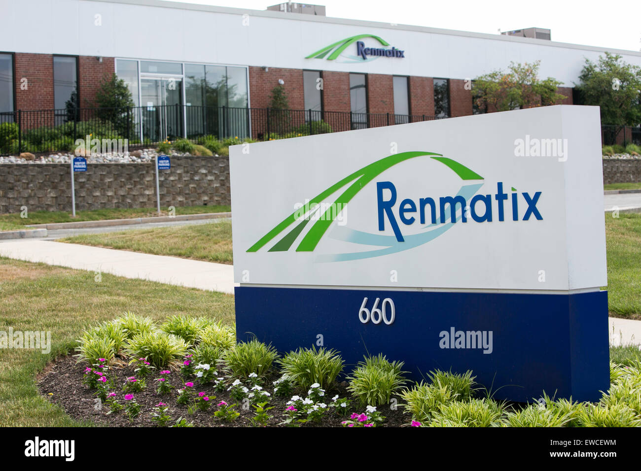 Un logo segno al di fuori della sede di Renmatix in King of Prussia, in Pennsylvania. Foto Stock