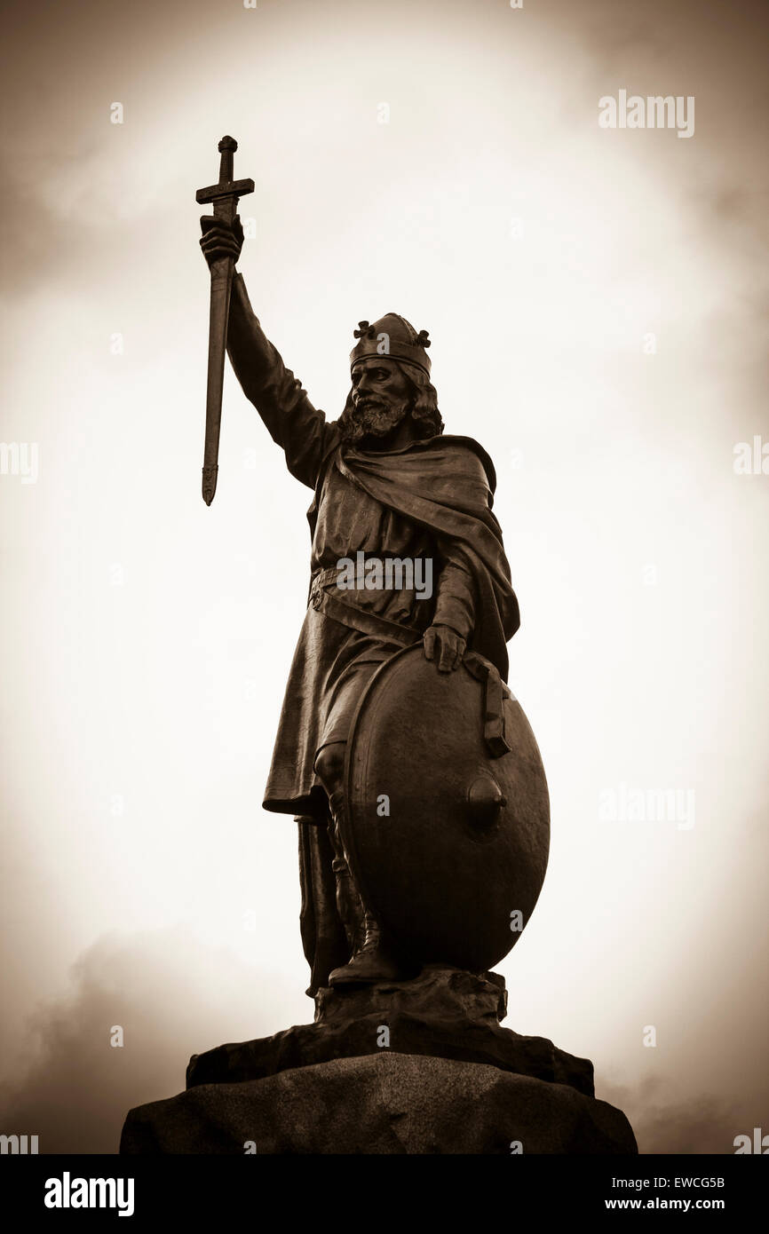 Statua di Re Alfredo il Grande in Winchester, Hampshire, Inghilterra, Regno Unito Foto Stock