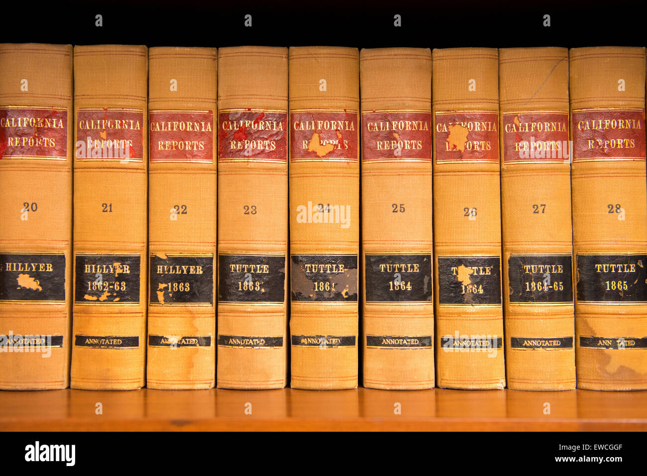 Antiche leggi della California libri sullo scaffale, San Diego, California Foto Stock
