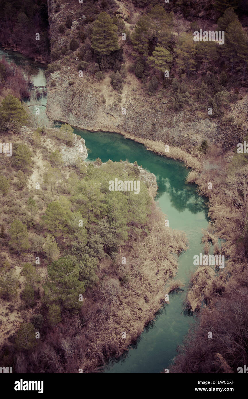 La falce del Jucar come visto da el 'Ventano del Diablo". Serrania de Cuenca. Spagna Foto Stock