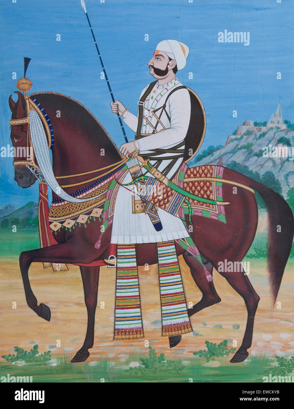Rajput nobili a cavallo. Rajasthan, India Foto Stock