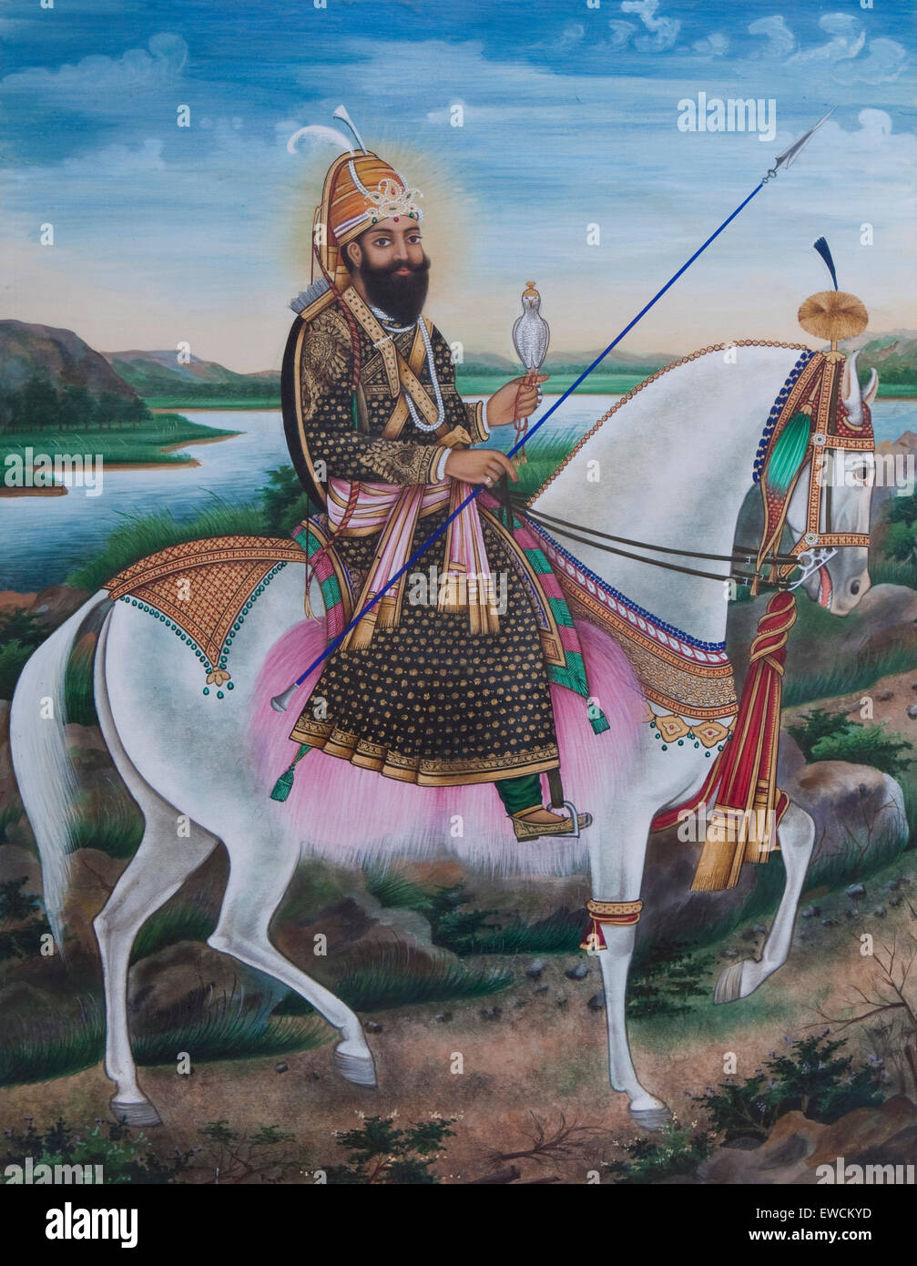 Rajput nobili a cavallo. Rajasthan, India Foto Stock