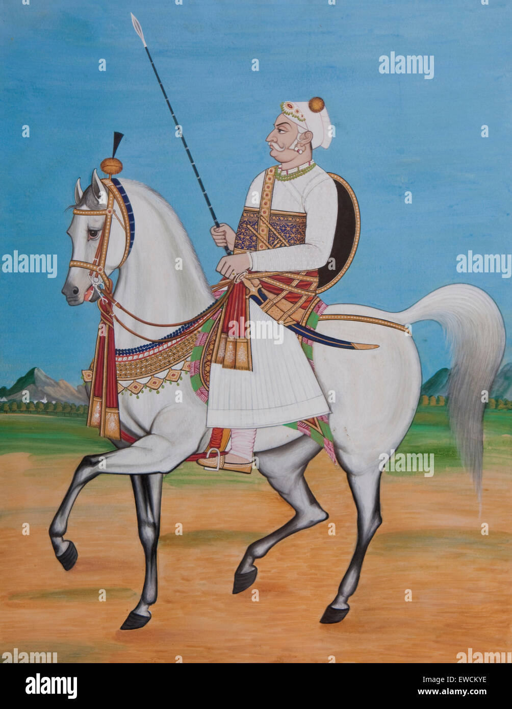Rajput nobili a cavallo. Rajasthan, India Foto Stock