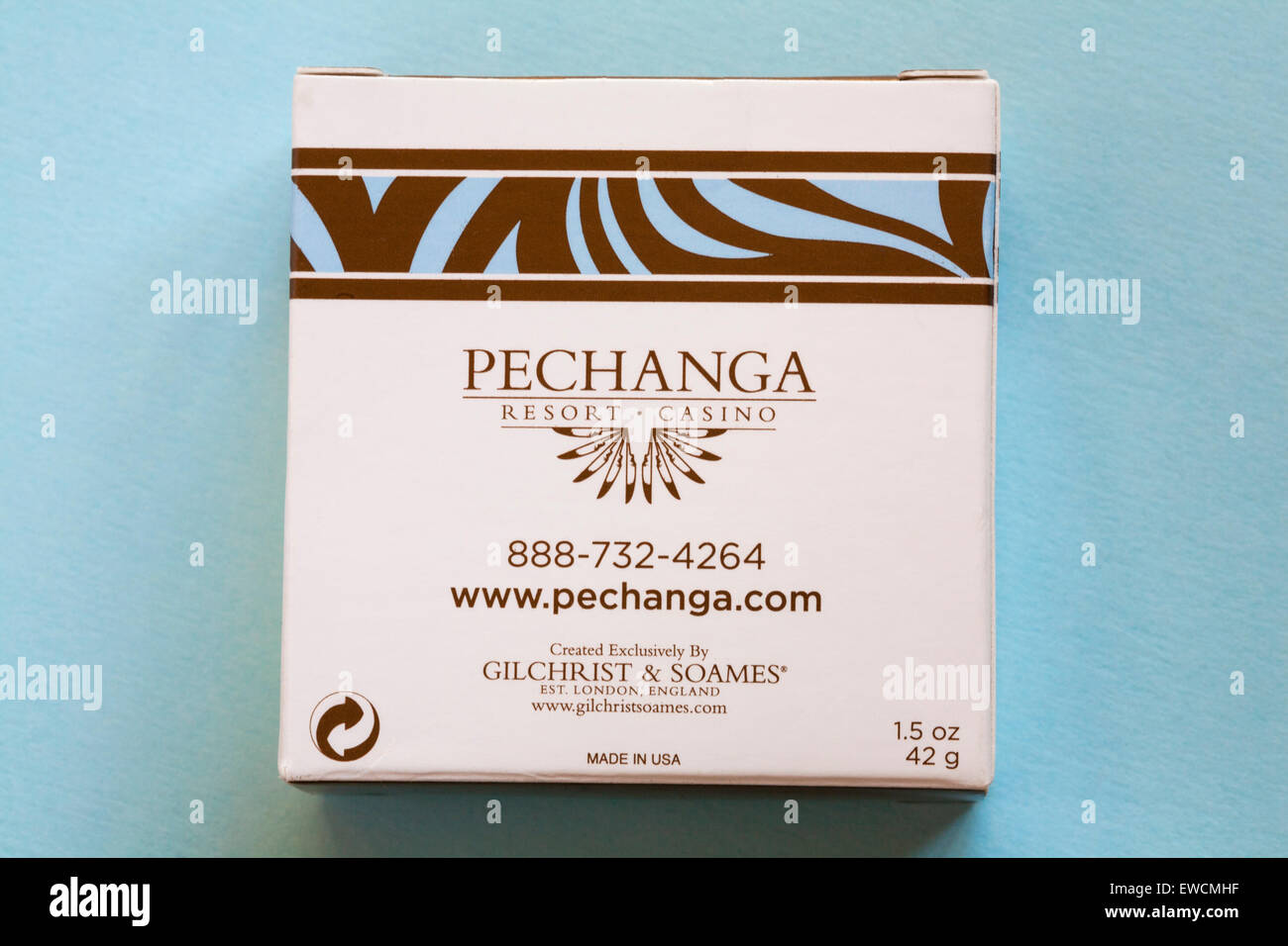 Pechanga spa resort casino barra di sapone creati esclusivamente da Gilchrist & Soames isolati su fondo azzurro Foto Stock