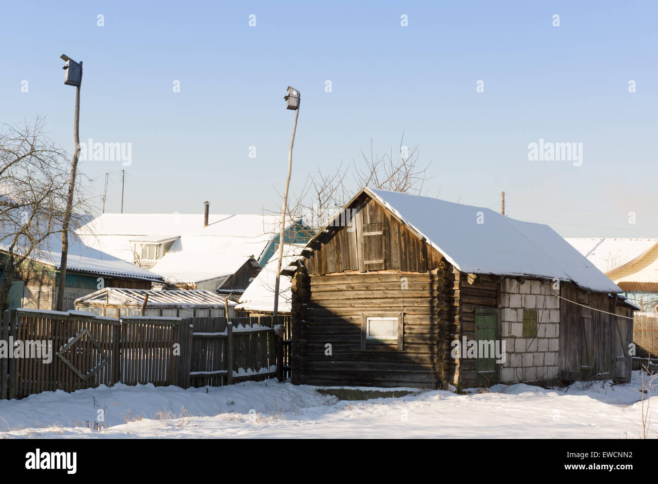 Paesaggi rurali fotografato nevoso inverno in Europa Foto Stock