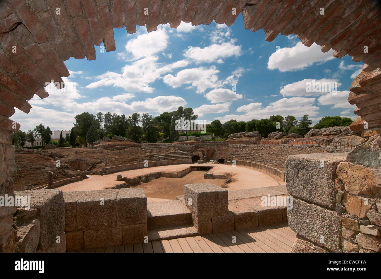 Anfiteatro romano, Merida, provincia di Badajoz, regione Estremadura, Spagna, Europa Foto Stock