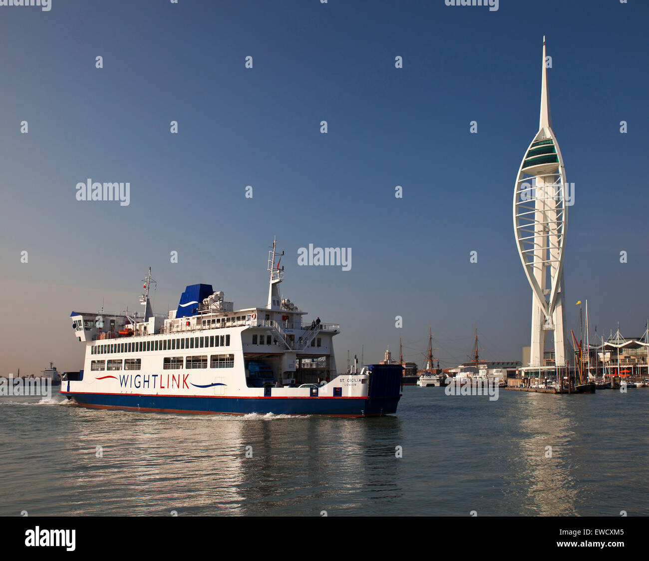 Wightlink Isle of Wight traghetto arrivando a Portsmouth. Foto Stock