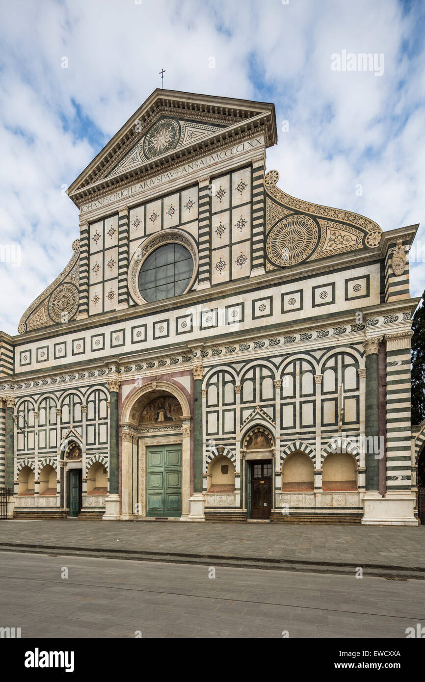 Ingresso facciata di Santa Maria Novella, Firenze, Italia Foto Stock