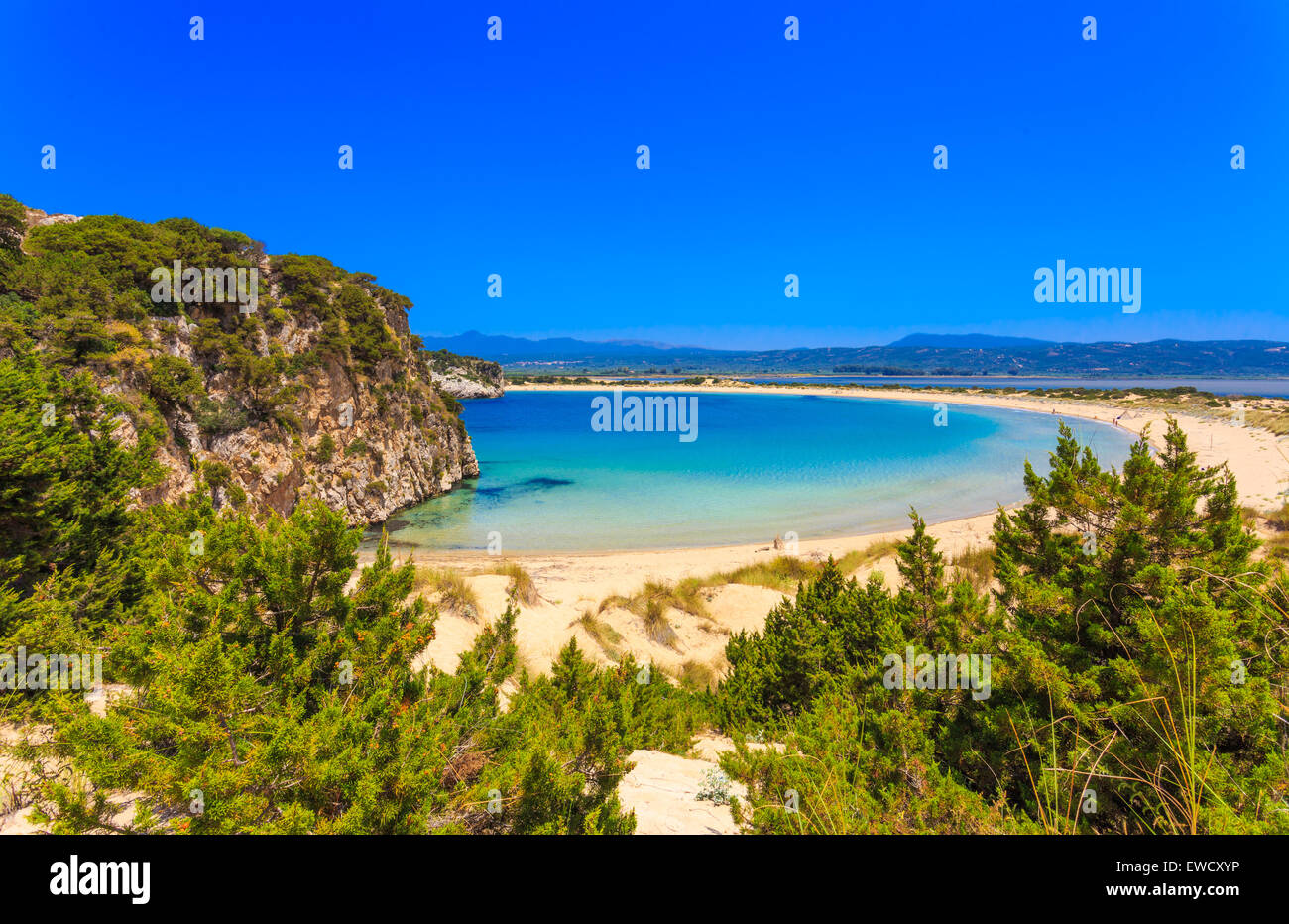 Bellissima laguna di Voidokilia da un alto punto di vista Foto Stock