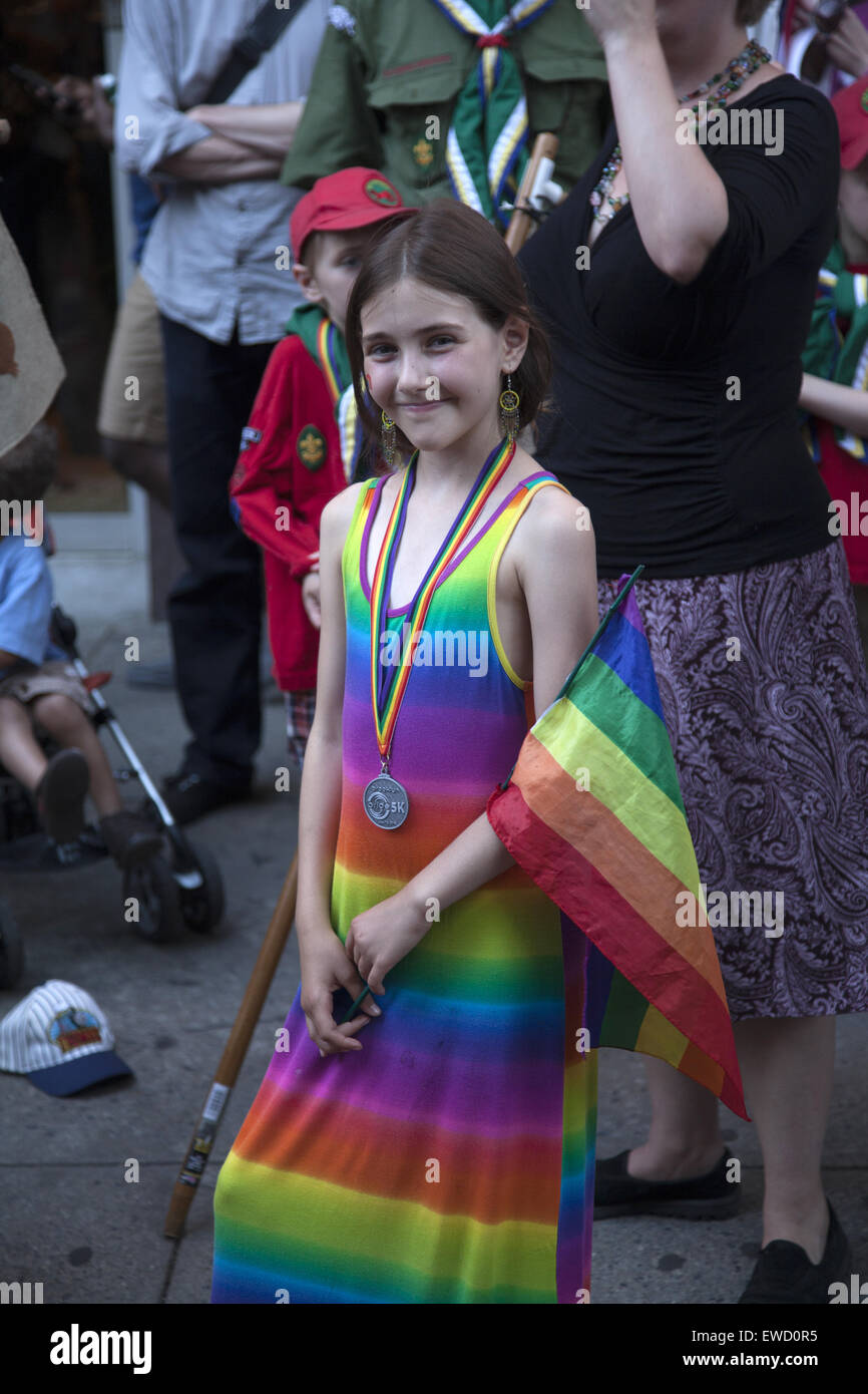 LGBT, Gay Pride Parade che annualmente si svolge sulla Quinta Avenue a Park Slope, Brooklyn, New York. Foto Stock