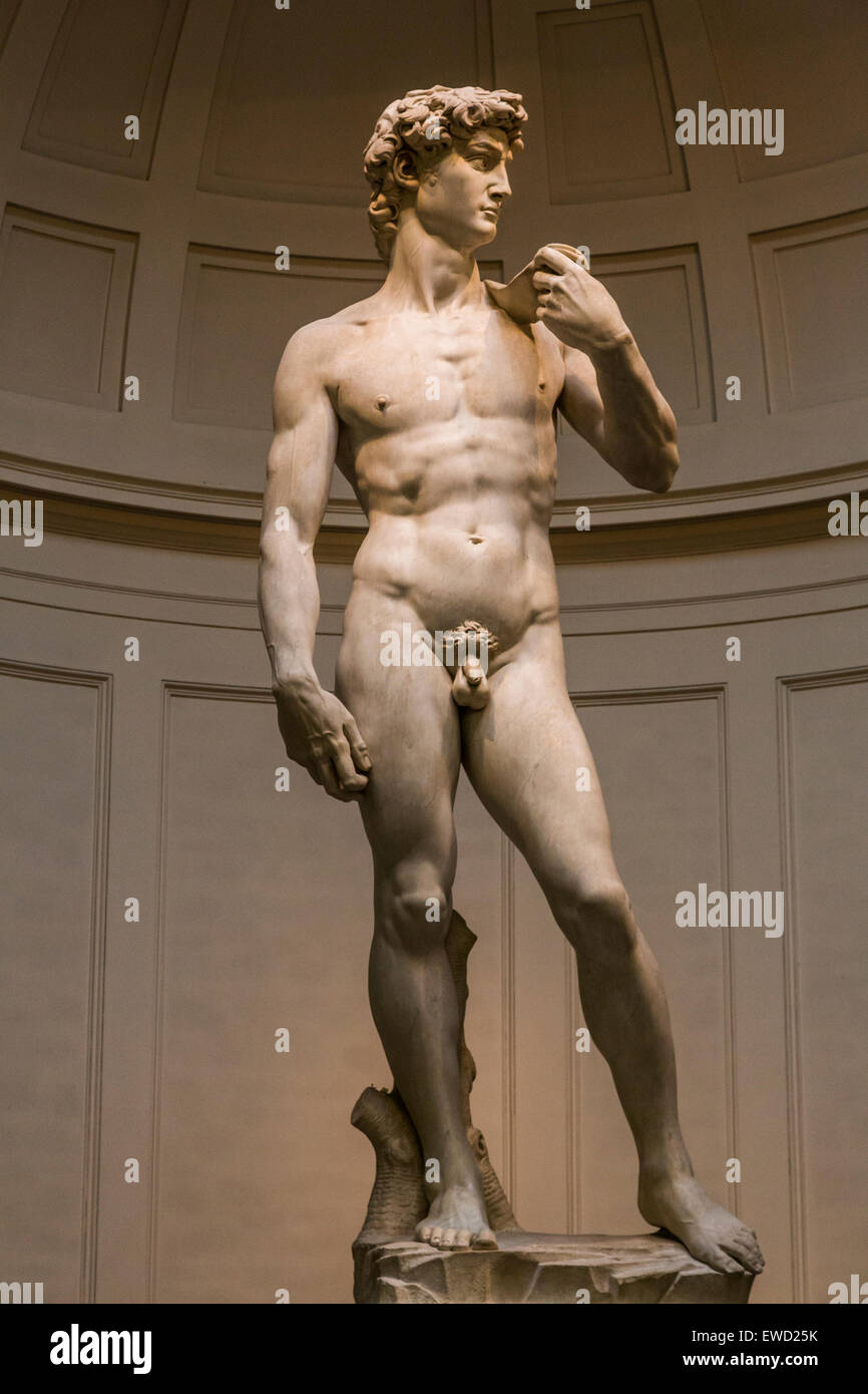 Statua del David di Michelangelo, Galleria dell'Accademia, Firenze, Italia Foto Stock