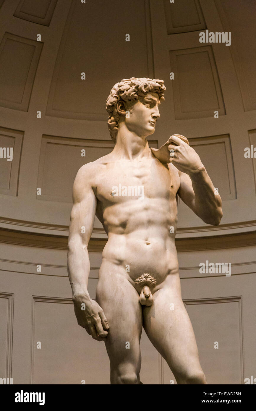 Statua del David di Michelangelo, Galleria dell'Accademia, Firenze, Italia Foto Stock