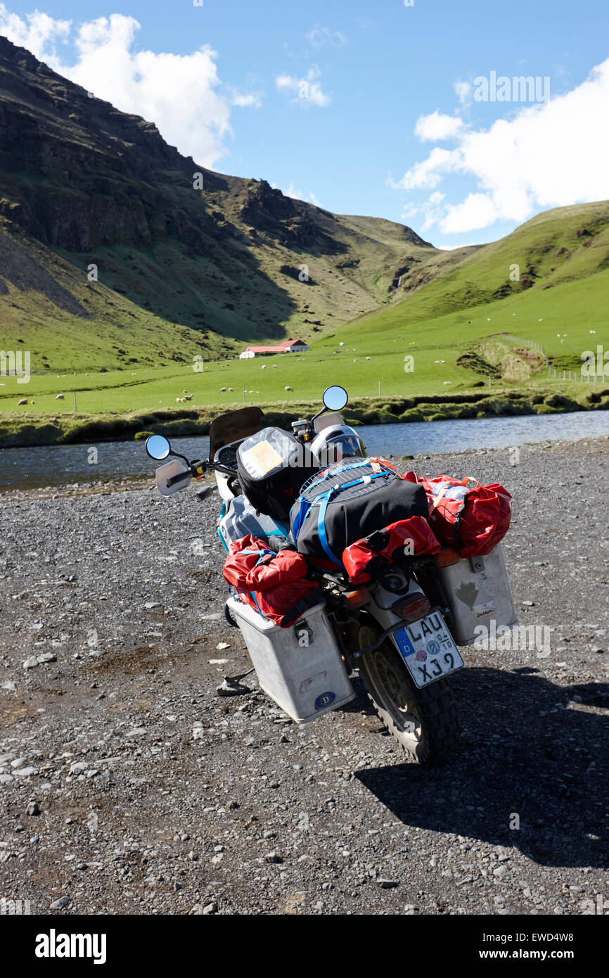 Tedesco della Bmw moto touring Islanda Foto Stock