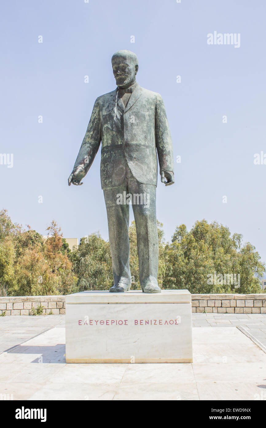 Statua di Venizelos presso la piazza Eleftheria a Heraklion Foto Stock